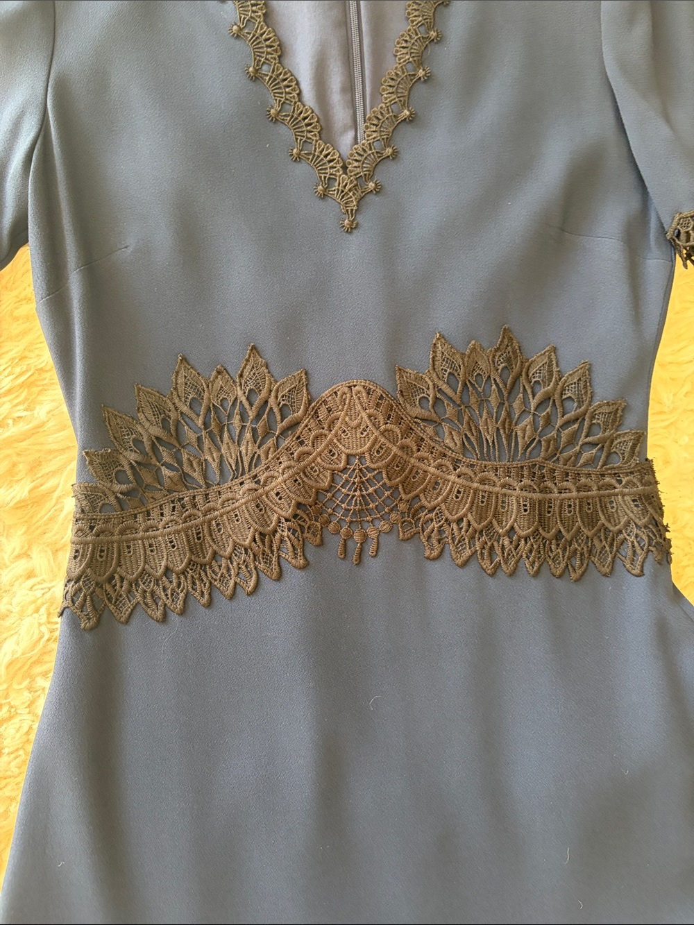Jonathan Simkhai Navy Dress with Black Lace Insets - Picture 5 of 11